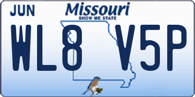MO license plate WL8V5P
