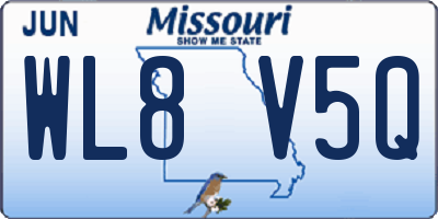 MO license plate WL8V5Q