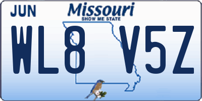 MO license plate WL8V5Z