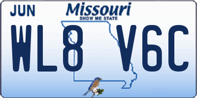 MO license plate WL8V6C
