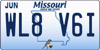 MO license plate WL8V6I