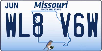 MO license plate WL8V6W