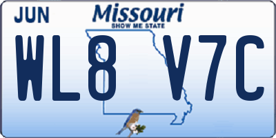 MO license plate WL8V7C