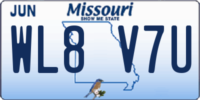MO license plate WL8V7U