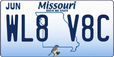 MO license plate WL8V8C