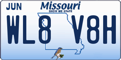 MO license plate WL8V8H