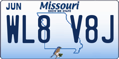 MO license plate WL8V8J