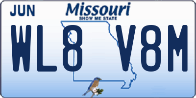 MO license plate WL8V8M