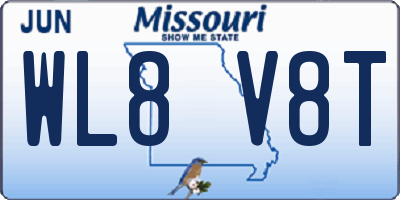 MO license plate WL8V8T