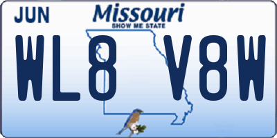 MO license plate WL8V8W