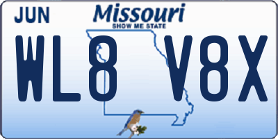 MO license plate WL8V8X