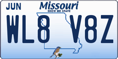 MO license plate WL8V8Z