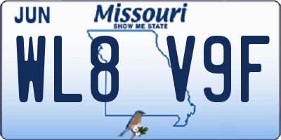 MO license plate WL8V9F
