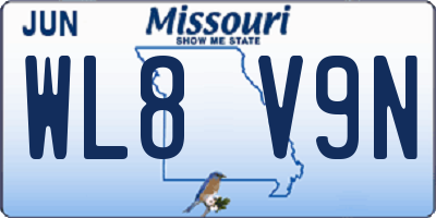 MO license plate WL8V9N