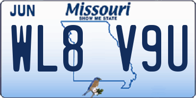 MO license plate WL8V9U