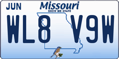 MO license plate WL8V9W
