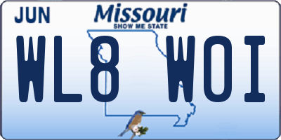 MO license plate WL8W0I