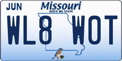 MO license plate WL8W0T