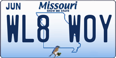 MO license plate WL8W0Y