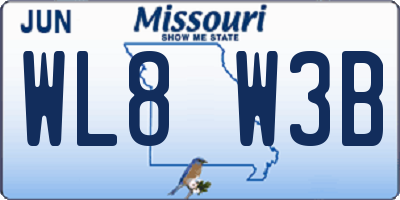 MO license plate WL8W3B