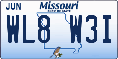 MO license plate WL8W3I