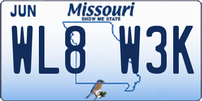 MO license plate WL8W3K