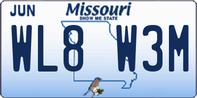 MO license plate WL8W3M