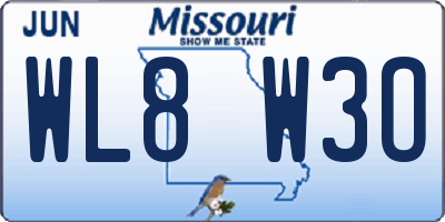 MO license plate WL8W3O