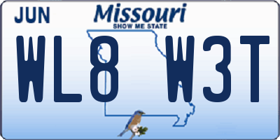 MO license plate WL8W3T