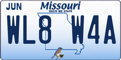 MO license plate WL8W4A