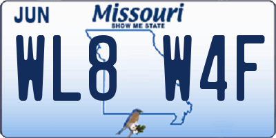 MO license plate WL8W4F