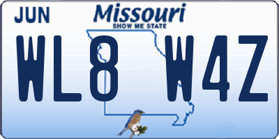 MO license plate WL8W4Z