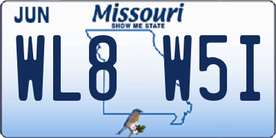 MO license plate WL8W5I