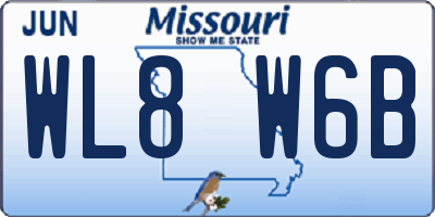 MO license plate WL8W6B