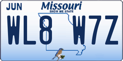 MO license plate WL8W7Z