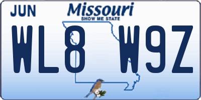 MO license plate WL8W9Z