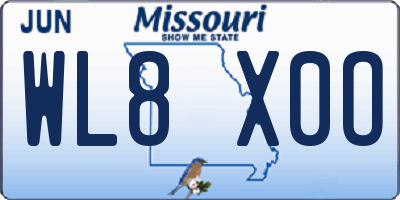MO license plate WL8X0O