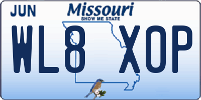 MO license plate WL8X0P