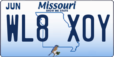 MO license plate WL8X0Y