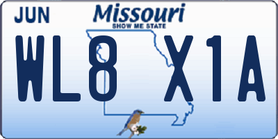 MO license plate WL8X1A
