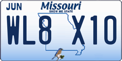 MO license plate WL8X1O
