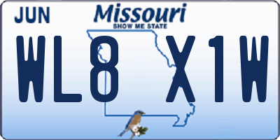 MO license plate WL8X1W