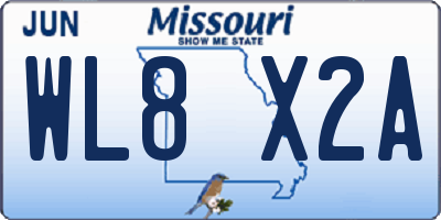 MO license plate WL8X2A