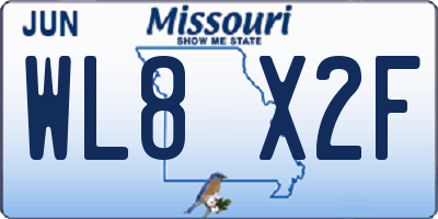 MO license plate WL8X2F