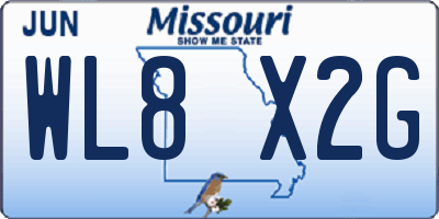 MO license plate WL8X2G