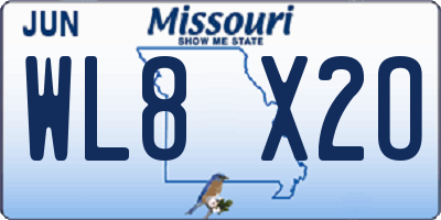 MO license plate WL8X2O