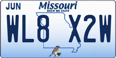 MO license plate WL8X2W