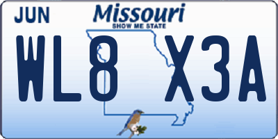 MO license plate WL8X3A