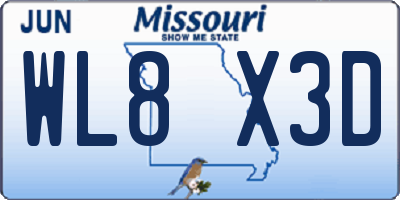 MO license plate WL8X3D