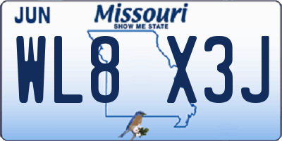 MO license plate WL8X3J